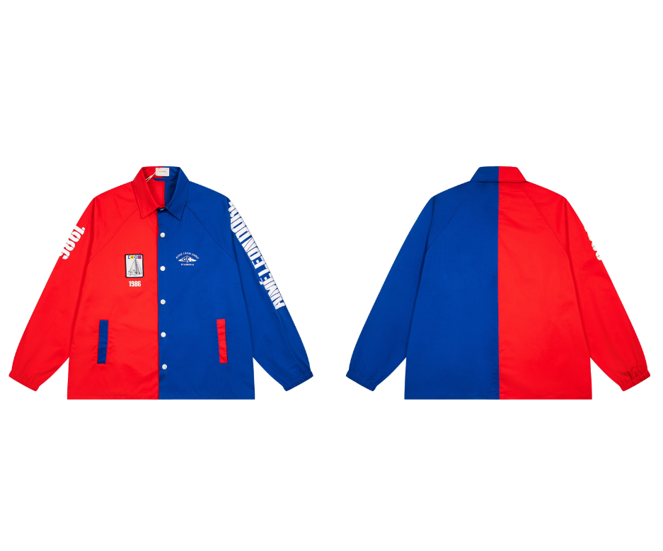 Aimé Leon Dore Graphic Coaches Jacket - Red & Blue Split