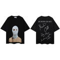 IH NOM UH NIT Masked Female Portrait Script Graphic Tee - Black