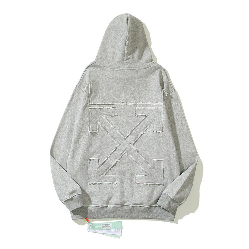 Off-White Grey Embossed Tone Arrow Hoodie
