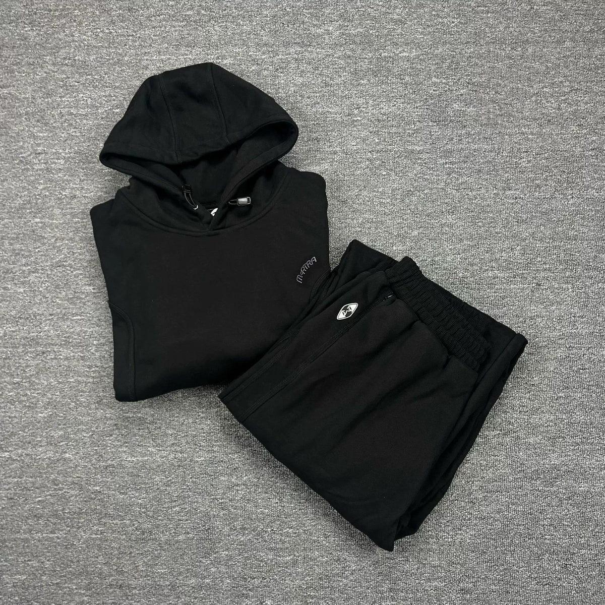 Mertra Minimalist Fleece Tracksuit Set - Black