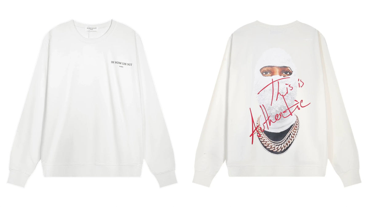 IH NOM UH NIT Authentic Script Mask Sweatshirt - Off-White