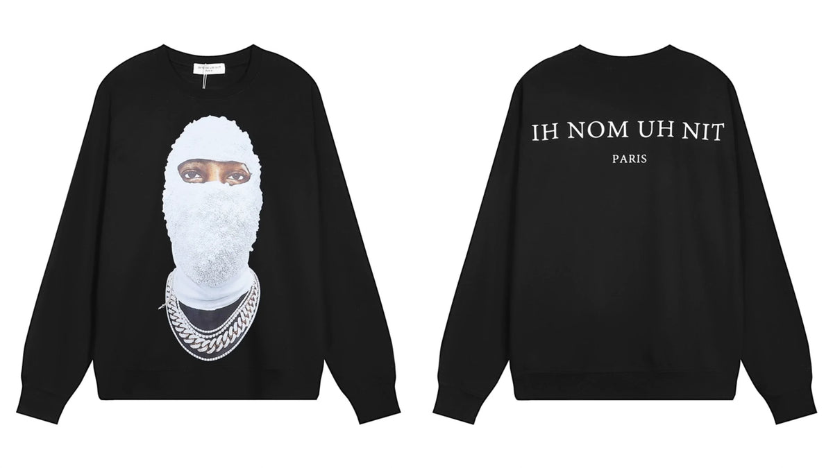 IH NOM UH NIT Textured Mask Pearl Sweatshirt - Black