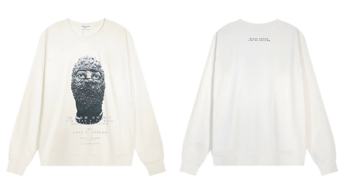 IH NOM UH NIT Rhinestone Mask Sweatshirt - Off-White