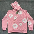 "Denim Tears" Pink Floral Pattern Full-Zip Hoodie