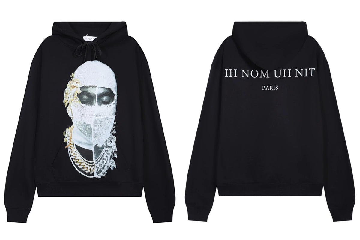 IH NOM UH NIT Gold Accented Mask Hoodie - Black