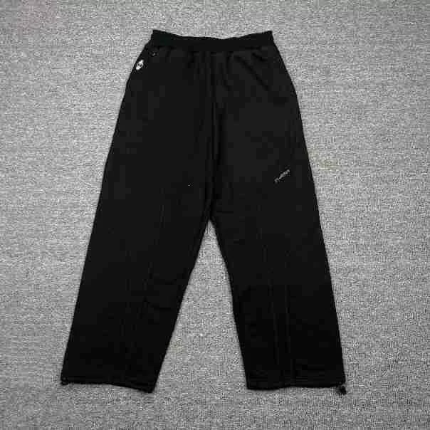 Mertra Wide-Leg Zipper Hem Track Pants - Black
