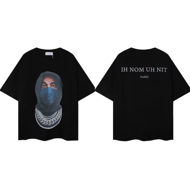 IH NOM UH NIT Masked Figure Cuban Link Graphic Tee - Black