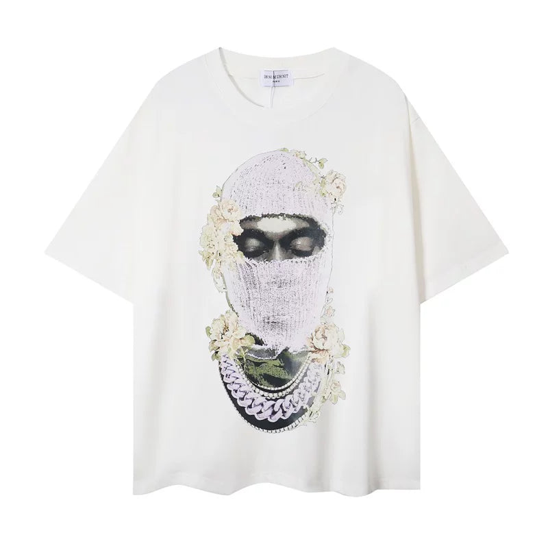 IH NOM UH NIT Pearl Mask & Floral Portrait Graphic Tee - Off-White