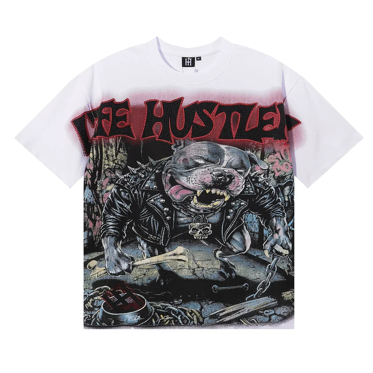 Life Hustlers Pitbull Graphic Tee - White