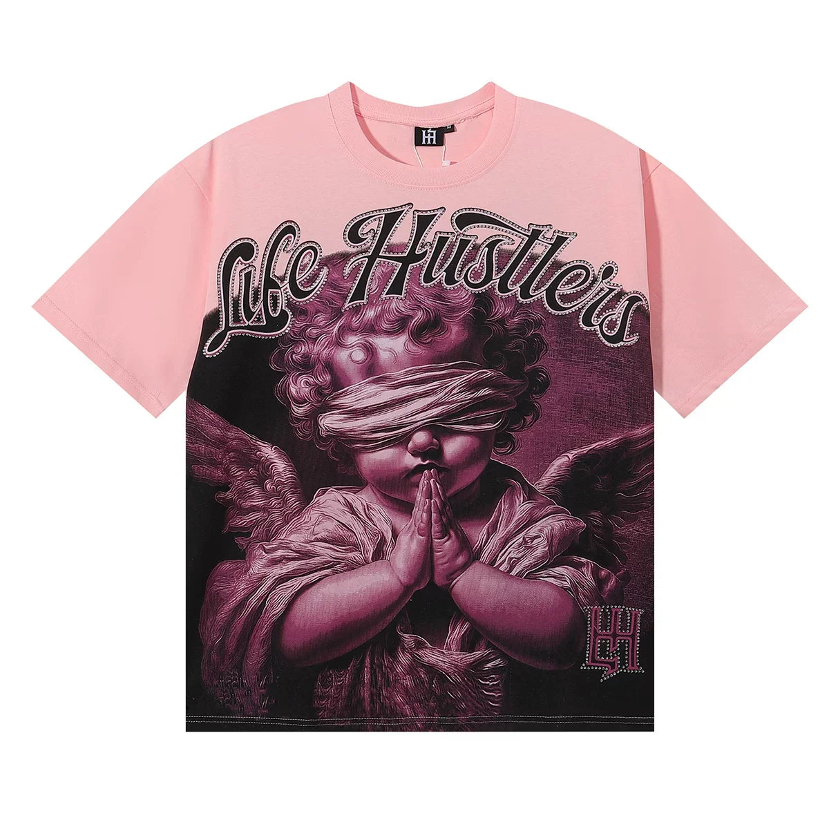 Life Hustlers Blindfolded Cherub Graphic Tee - Pink
