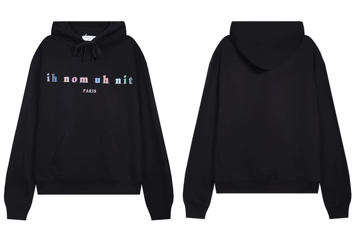 IH NOM UH NIT Colorful Lettering Small Logo Hoodie - Black